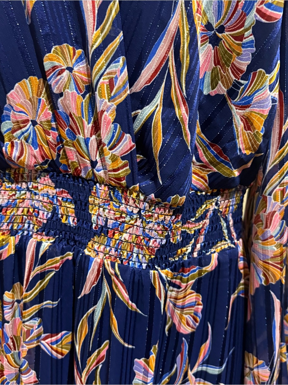Laundry By Shelli Segal Navy Floral Long Sleeve Maxi Dress - Picture 5 of 12